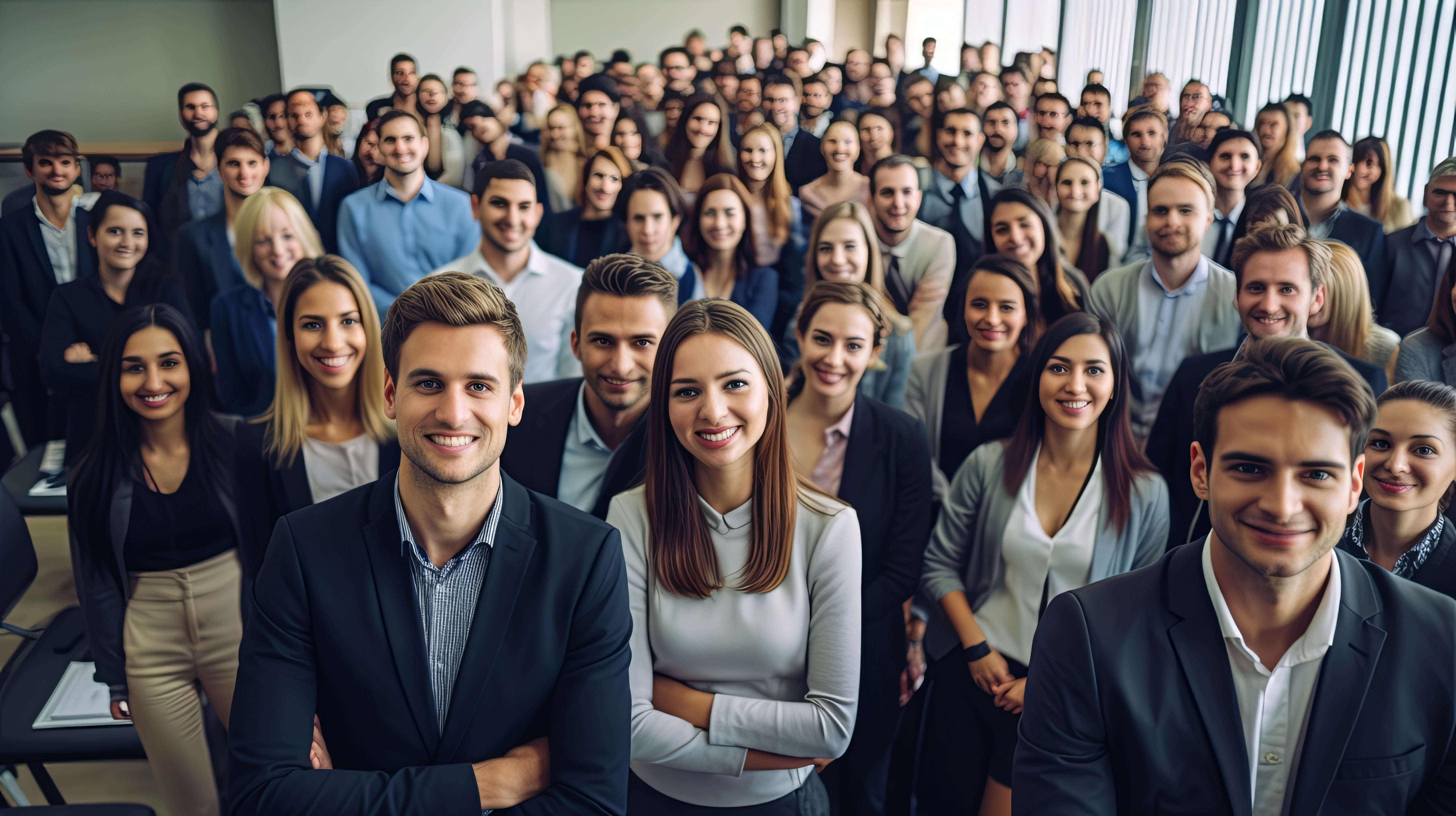 portrait shot diverse group of business professionals Modern multi ethnic business team standing and looking at camera,ai generate