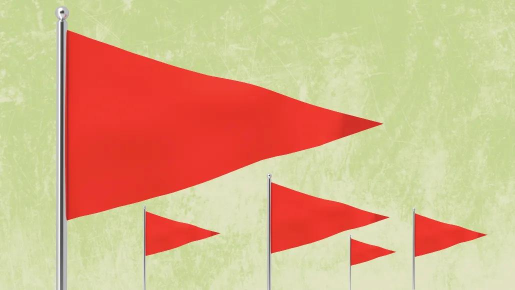 An illustration shows numerous red warning flags.