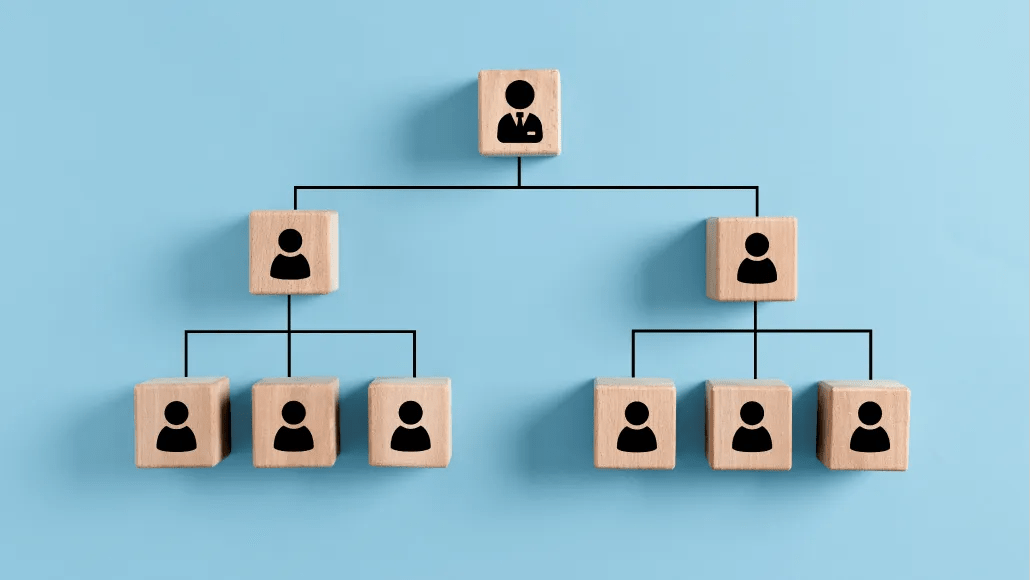 An illustration shows an organizational chart