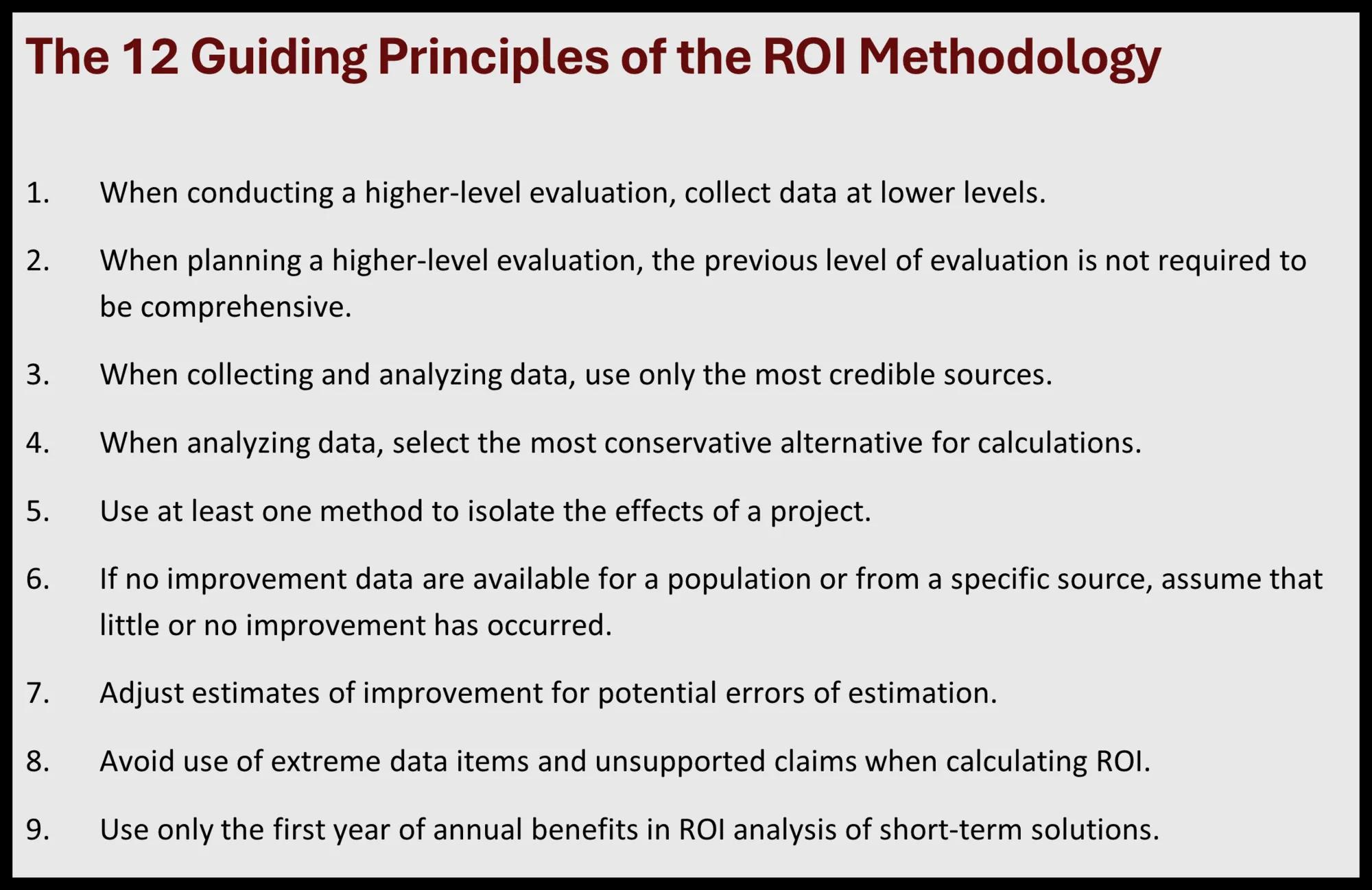 12 Guidine Principles of ROI Methodology