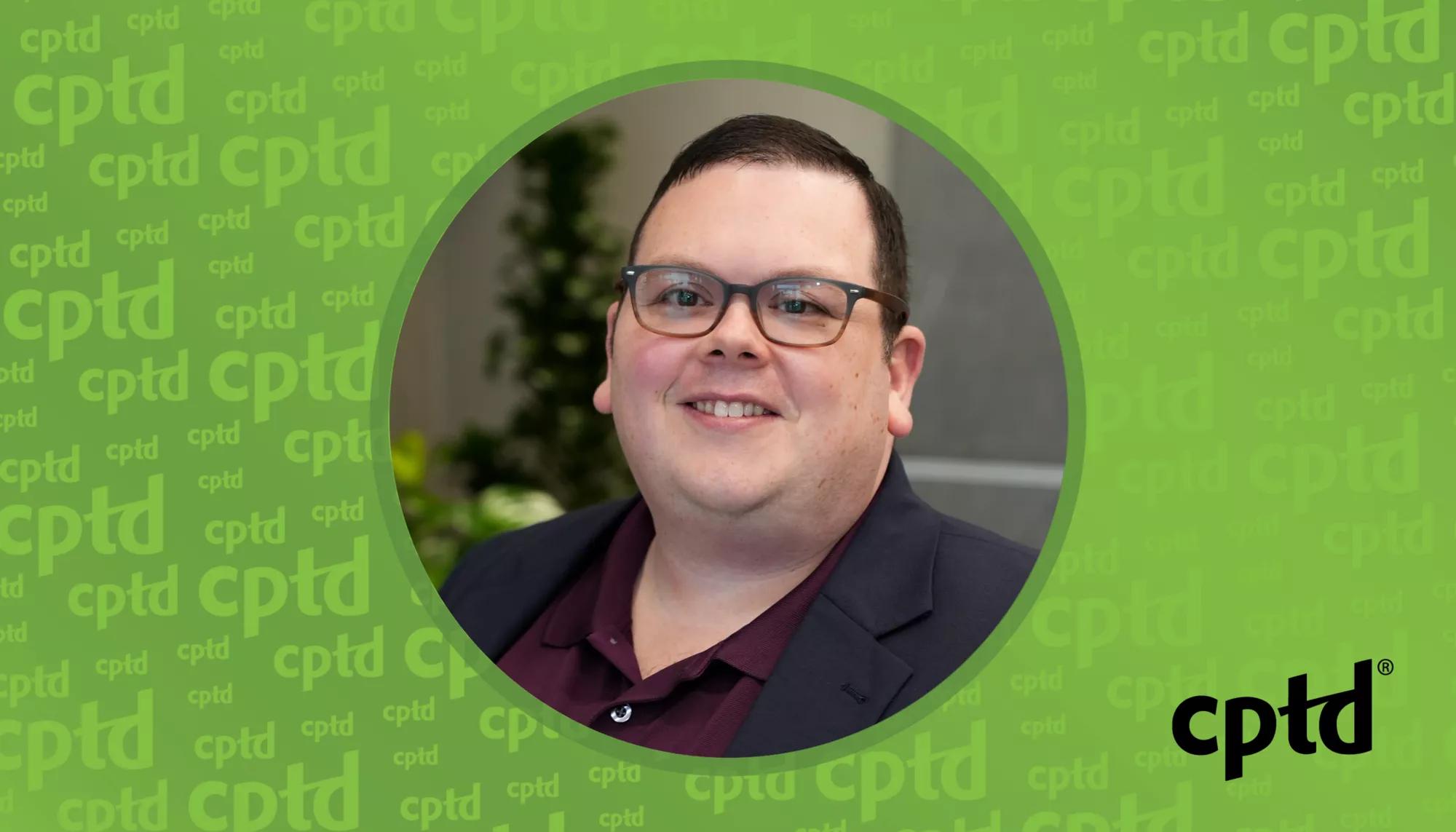 A photo of Shane Jacques on a green CPTD background