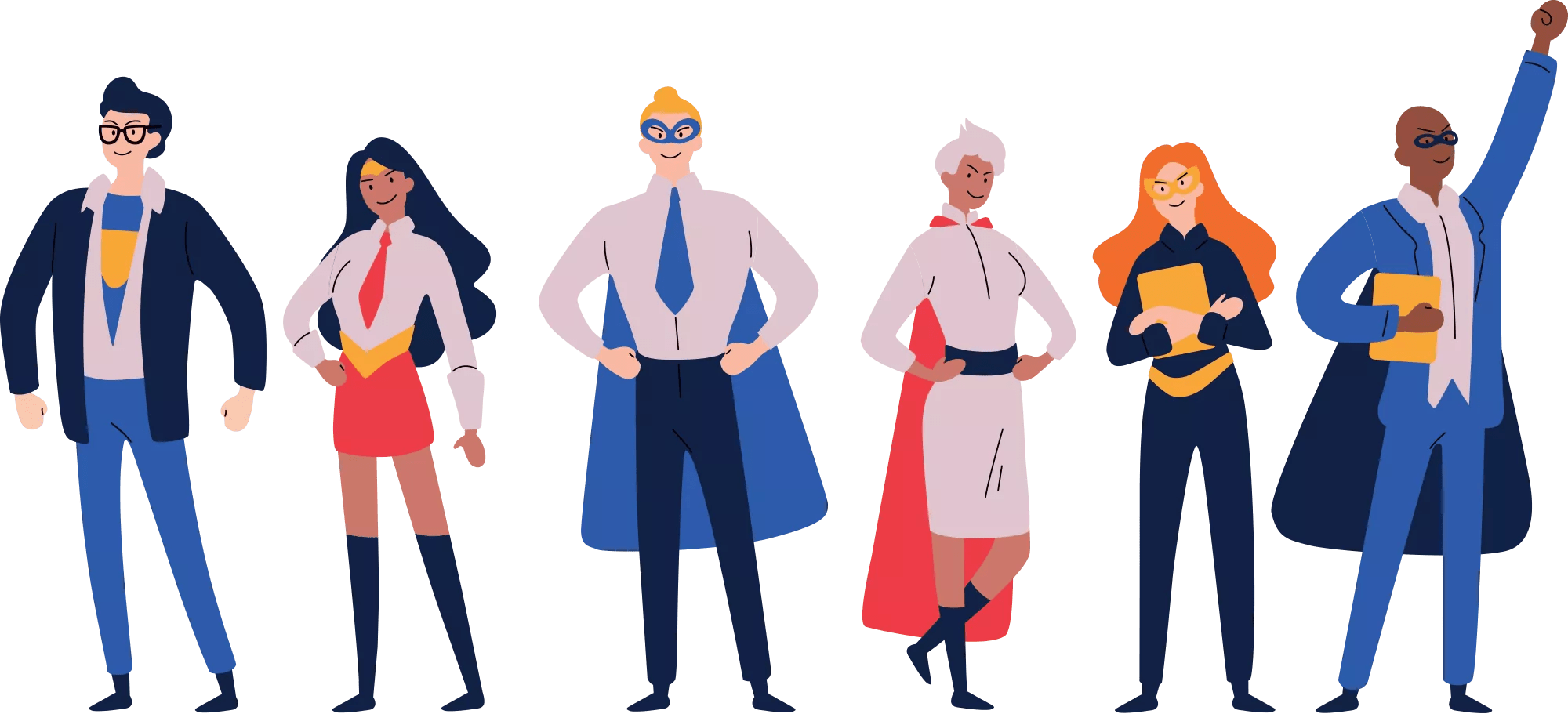 Businessmen superheroes. Entrepreneur, manager in a hero costume.