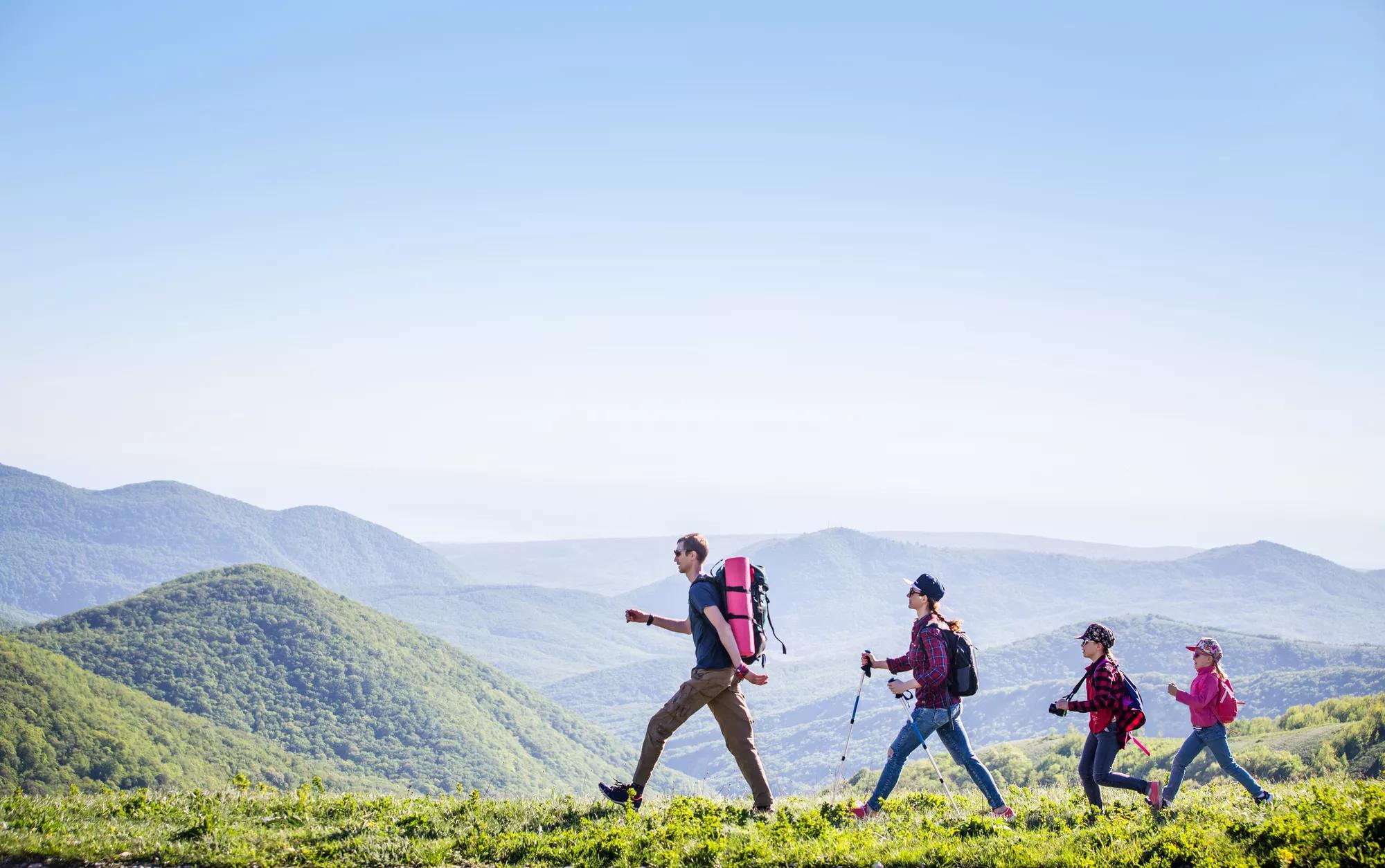 Family in a hike