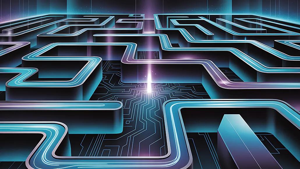 maze with a streak of light shining down on it