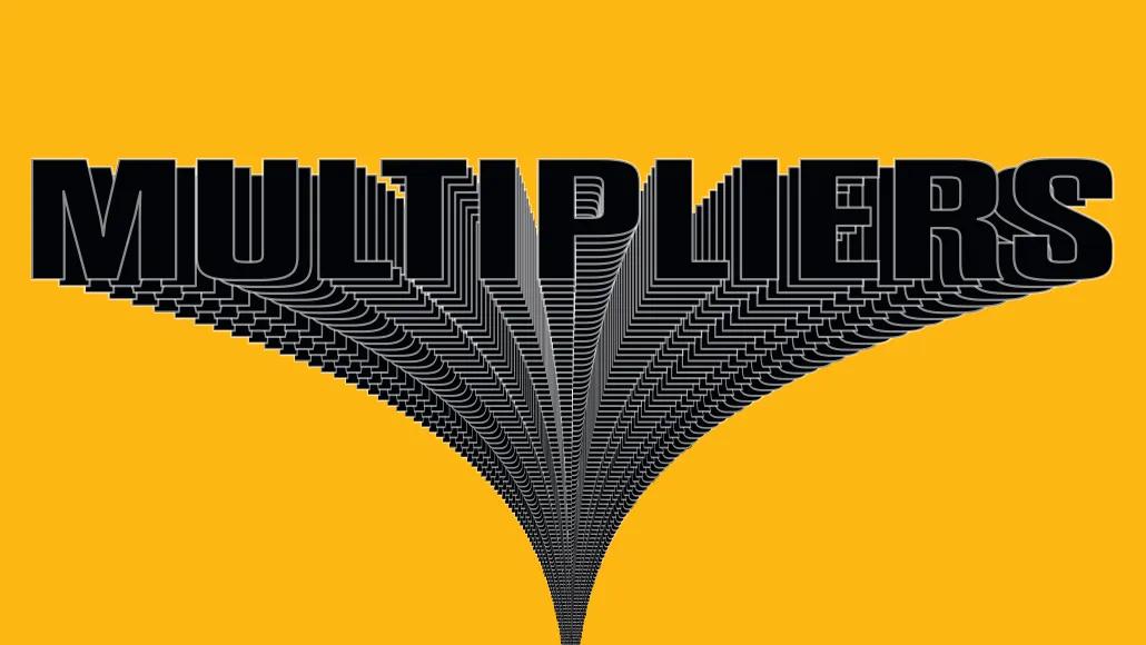 An illustration shows the word "Multipliers" repeated numerous times.
