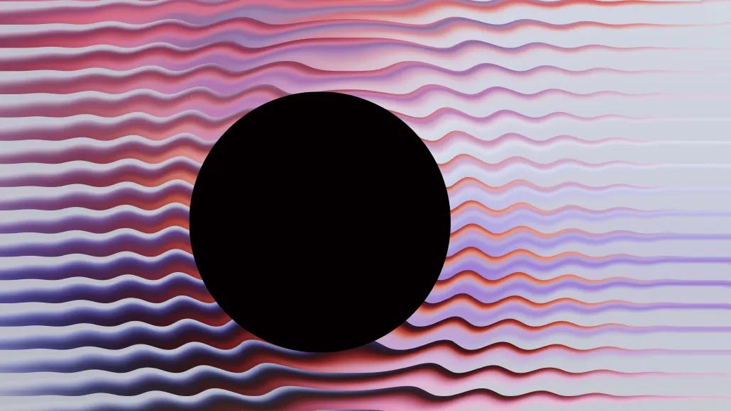 An illustration shows an abstract, undulating wave pattern.