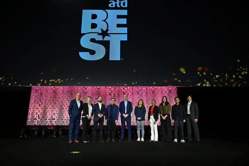 A photo shows representatives from the top 5 BEST Award winners on the ATD26 Mainstage.