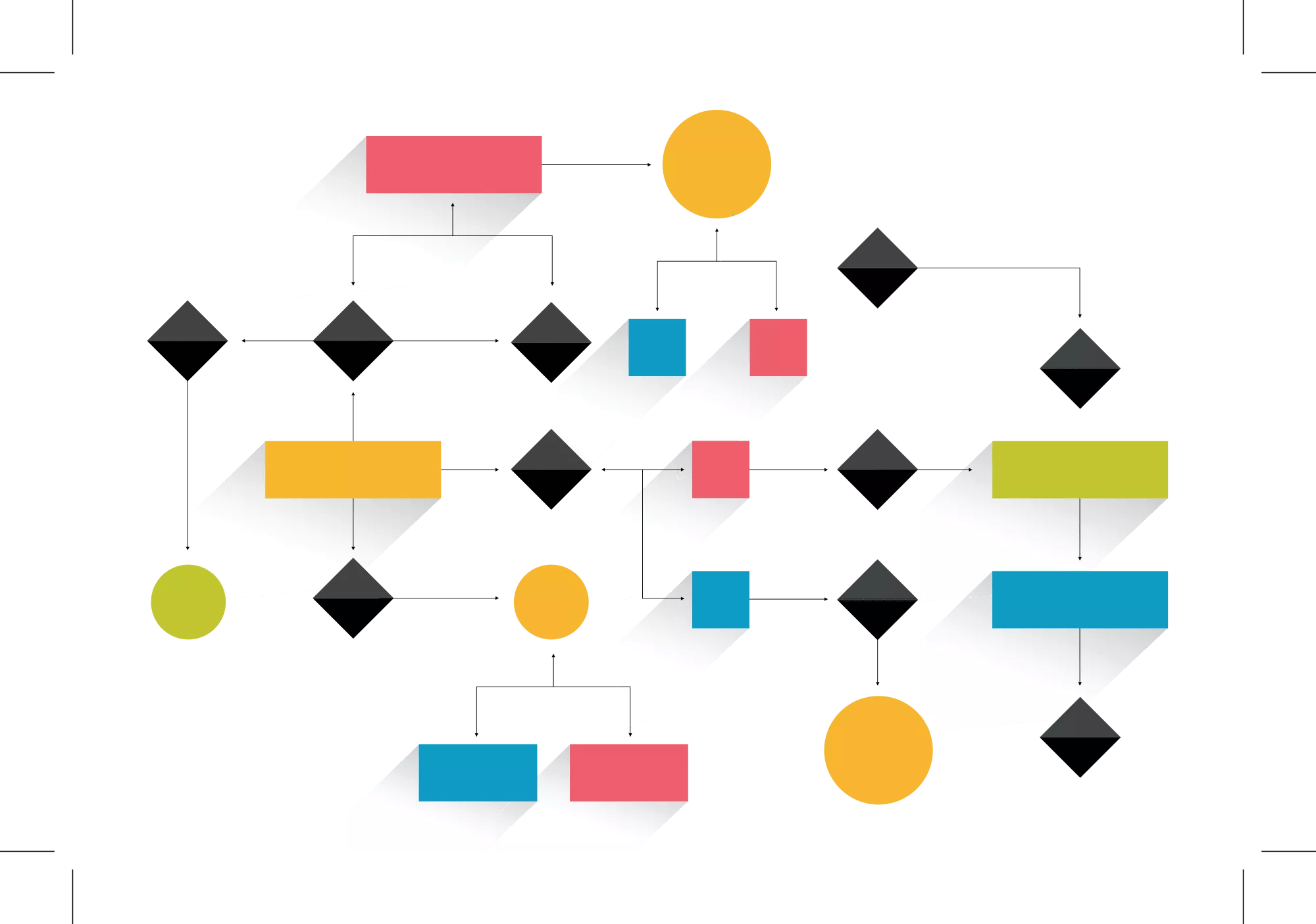 Big flowchart. Geometric scheme. Presentation infographics element without text.