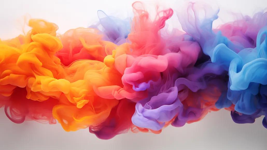 An illustration shows different colors of smoke mixing