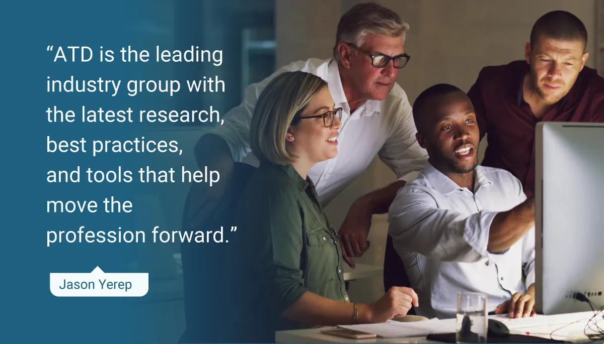 Testimonial images with quotes from the subjects laid on top from ATD members around how ATD has helped them.