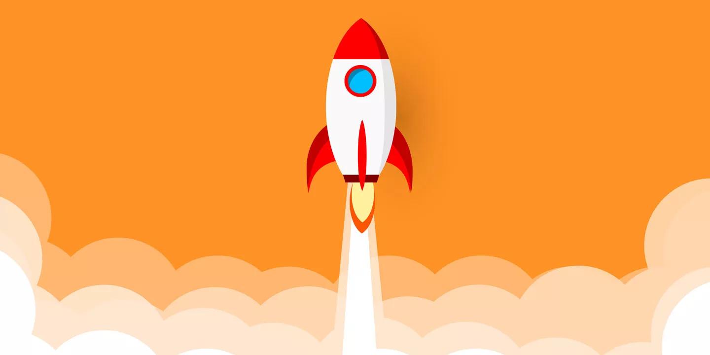 Start up rocket project concept. Concept of business start-up, boost or success.