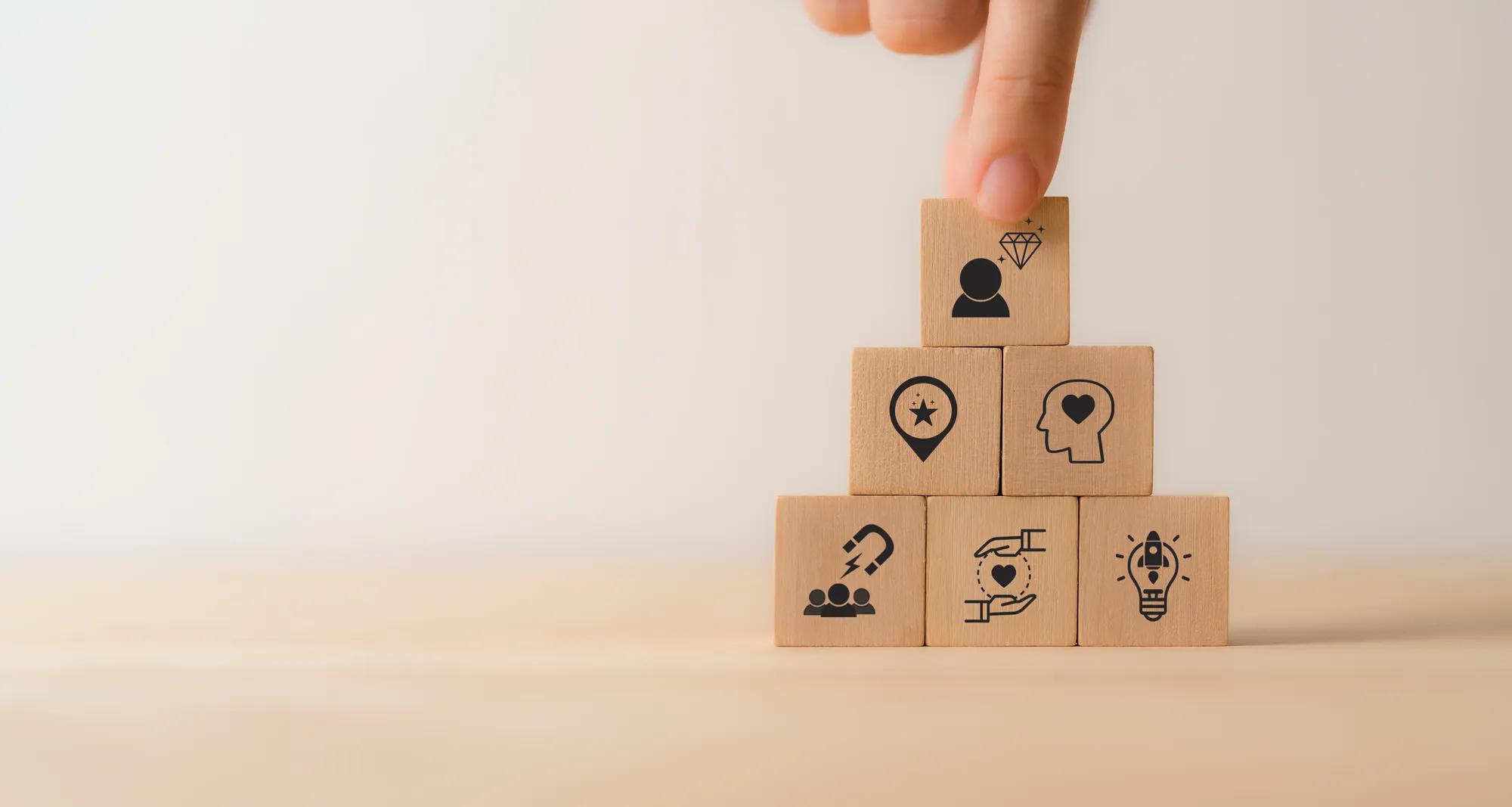 Personal branding concept. Creating and promoting a unique identity, image and reputation. Businessman building a strong personal brand for increasing opportunities, recognition and business success.