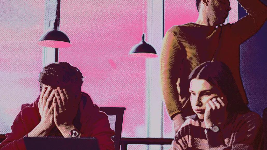 An illustration depicts 3 people having different physical reactions.