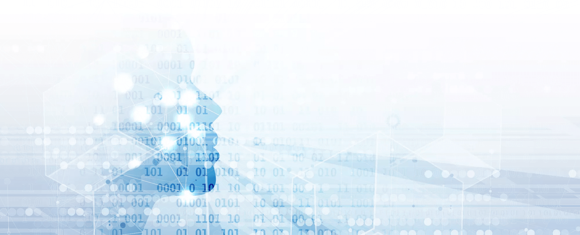 Artificial intelligence with human face. Technology web background. Virtual concept.