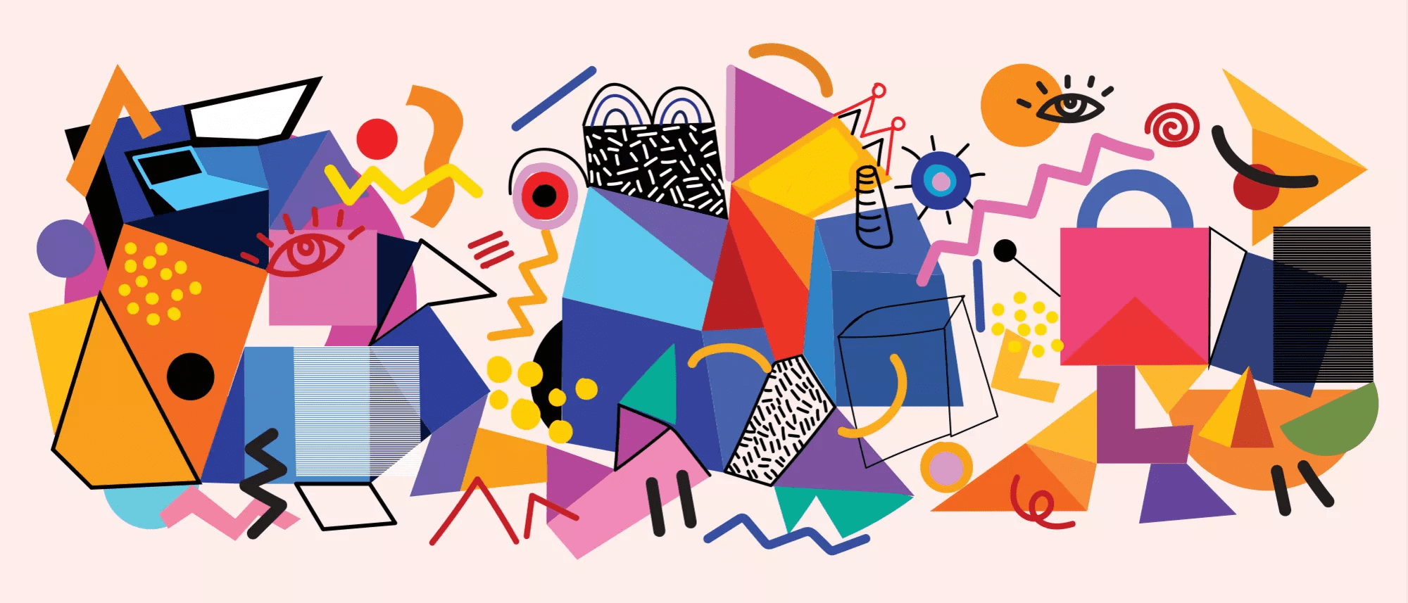 Colorful abstract geometric shapes and lines vector illustration background design.