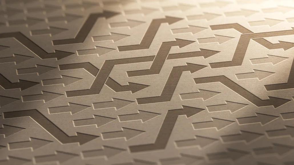 straight and crooked arrows going left to right