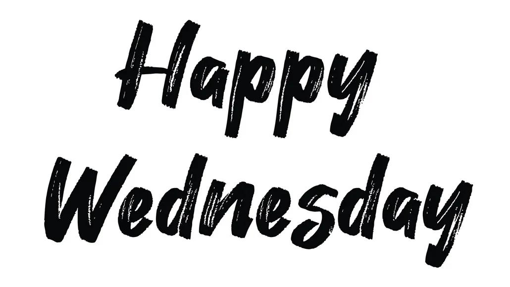 An illustration shows a hand-drawn message reading "Happy Wednesday."